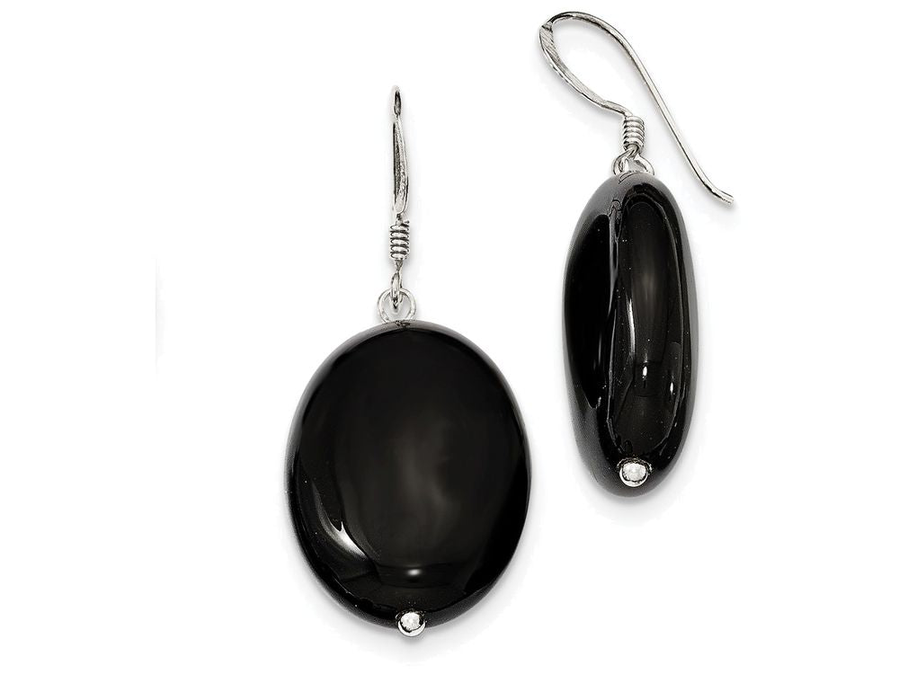 FJC Finejewelers Sterling Silver Black Agate Earrings