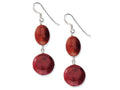 FJC Finejewelers Sterling Silver Red Coral Dangle Earrings