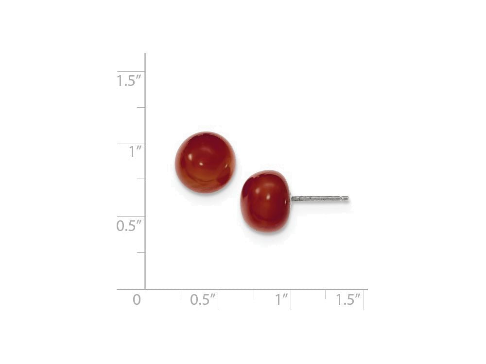 FJC Finejewelers Sterling Silver 10-10.5mm Button Carnelian Post Earrings