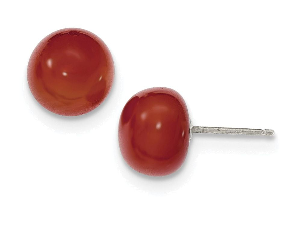FJC Finejewelers Sterling Silver 10-10.5mm Button Carnelian Post Earrings