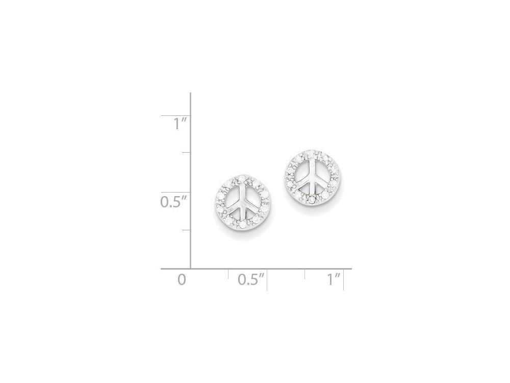 FJC Finejewelers Sterling Silver Small Cubic Zirconia Peace Symbol Post Earrings