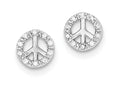 FJC Finejewelers Sterling Silver Small Cubic Zirconia Peace Symbol Post Earrings