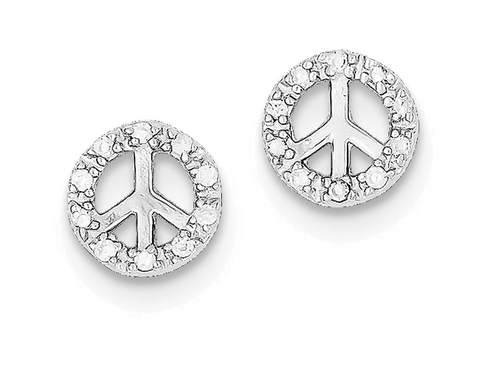 FJC Finejewelers Sterling Silver Small Cubic Zirconia Peace Symbol Post Earrings