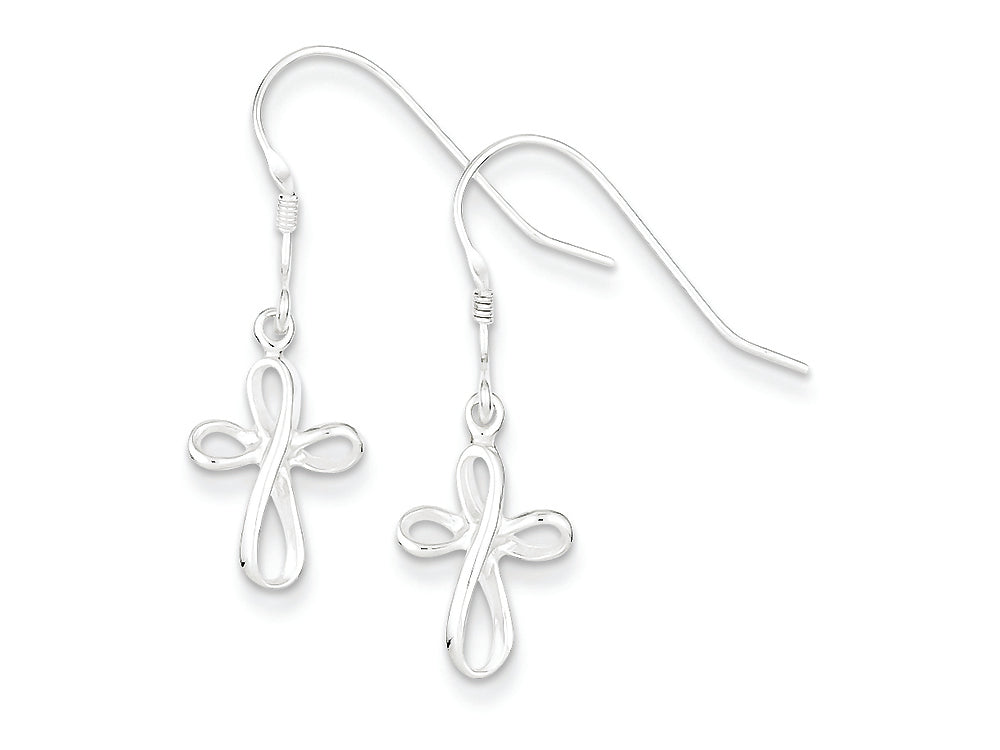 FJC Finejewelers Sterling Silver Polished Cross Dangle Earrings