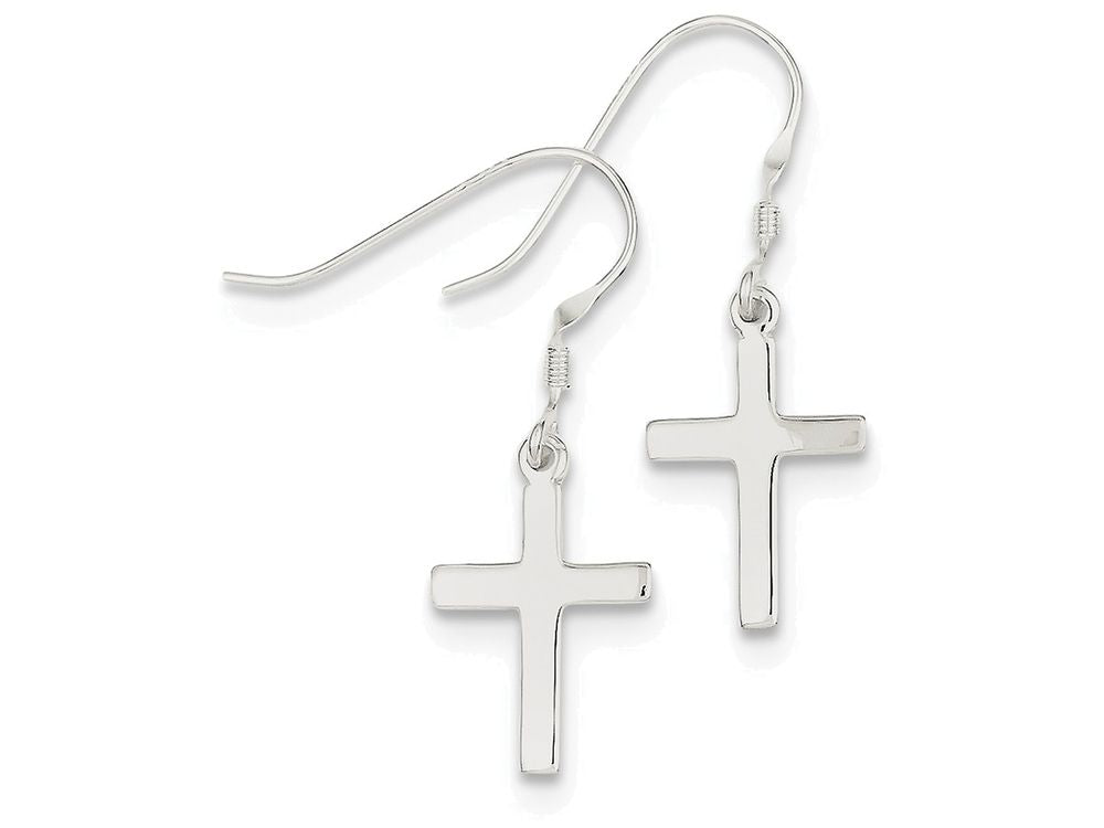 FJC Finejewelers Sterling Silver Polished Cross Dangle Earrings