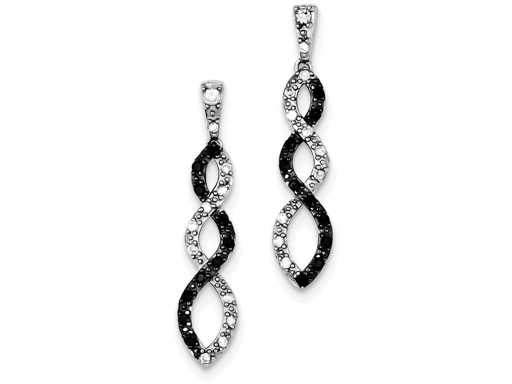 FJC Finejewelers Sterling Silver And Black Rhodium W/black And White Cubic Zirconia Twisted Post Earrings