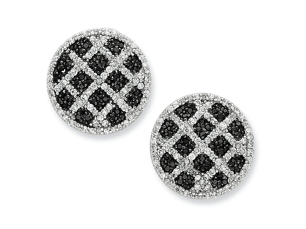 FJC Finejewelers Sterling Silver Black and White Cubic Zirconia Round Omega Back Earrings