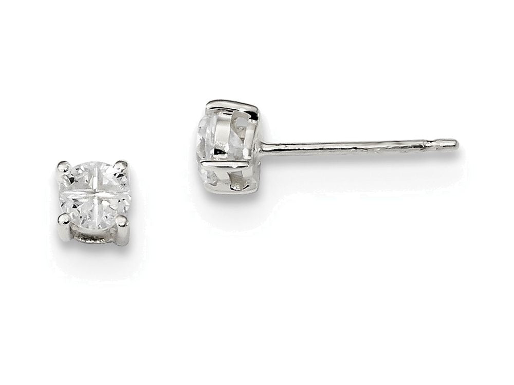 FJC Finejewelers Sterling Silver 4mm Round Basket Set Cubic Zirconia Stud Earrings