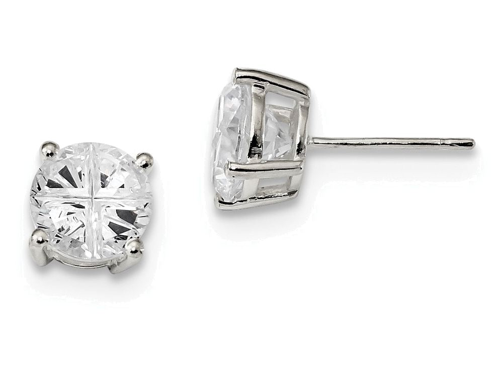 FJC Finejewelers Sterling Silver 8mm Round Basket Set Cubic Zirconia Stud Earrings
