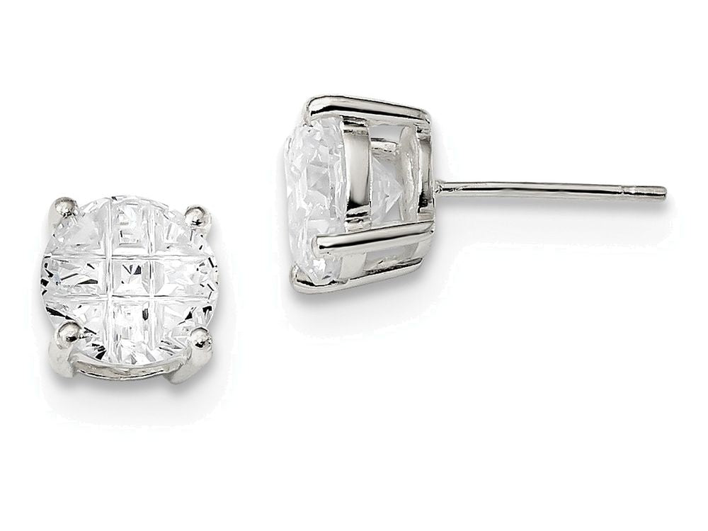 FJC Finejewelers Sterling Silver 8mm Round Basket Set Cubic Zirconia Stud Earrings