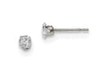 FJC Finejewelers Sterling Silver 3mm Square Cubic Zirconia 4 Prong Stud Earrings