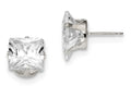 FJC Finejewelers Sterling Silver 9mm Square Cubic Zirconia 4 Prong Stud Earrings