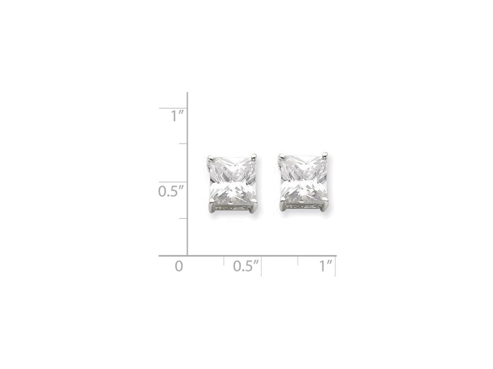 FJC Finejewelers Sterling Silver 8mm Square Cubic Zirconia Basket Set Stud Earrings