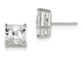FJC Finejewelers Sterling Silver 8mm Square Cubic Zirconia Basket Set Stud Earrings
