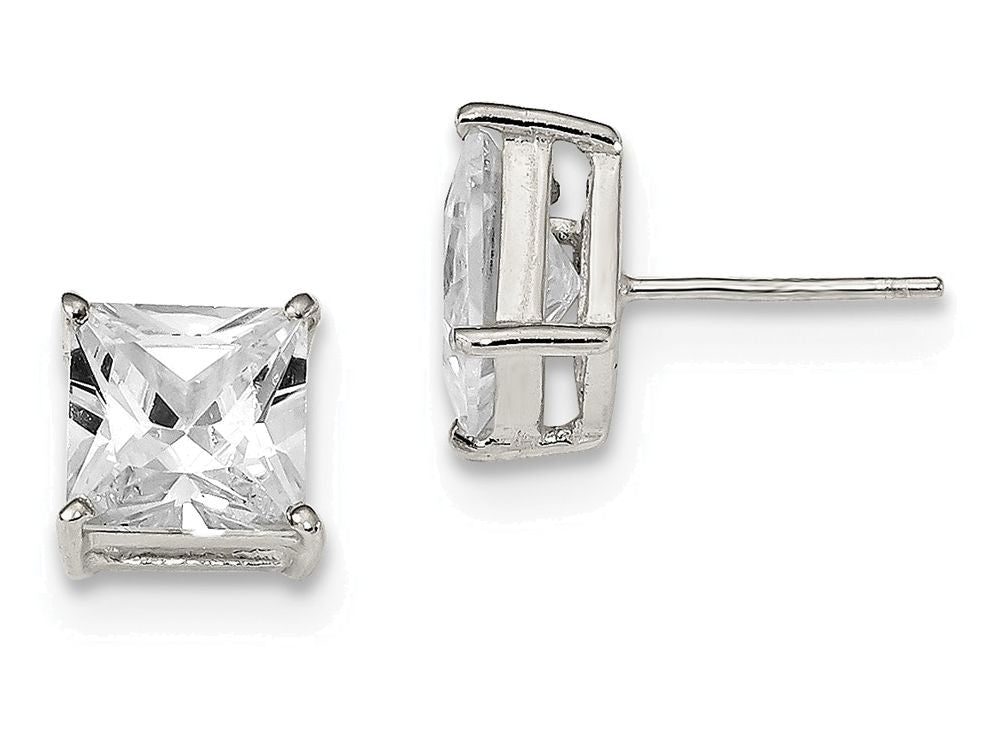 FJC Finejewelers Sterling Silver 8mm Square Cubic Zirconia Basket Set Stud Earrings