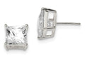FJC Finejewelers Sterling Silver 9mm Square Cubic Zirconia Basket Set Stud Earrings