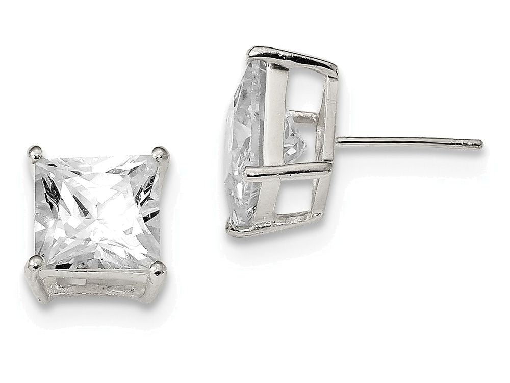FJC Finejewelers Sterling Silver 9mm Square Cubic Zirconia Basket Set Stud Earrings