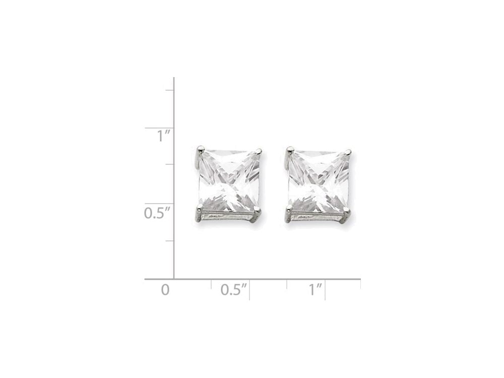 FJC Finejewelers Sterling Silver 10mm Square Cubic Zirconia Basket Set Stud Earrings