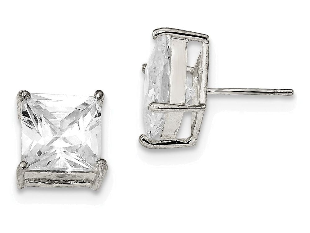 FJC Finejewelers Sterling Silver 10mm Square Cubic Zirconia Basket Set Stud Earrings