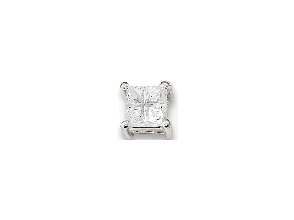 FJC Finejewelers Sterling Silver 4mm Square Cubic Zirconia Basket Set Stud Earrings