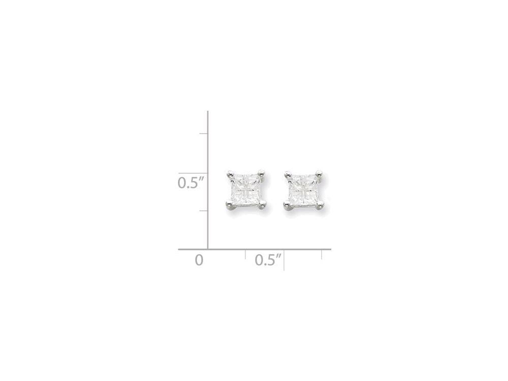 FJC Finejewelers Sterling Silver 5mm Square Cubic Zirconia Basket Set Stud Earrings