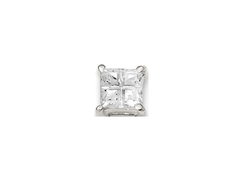 FJC Finejewelers Sterling Silver 5mm Square Cubic Zirconia Basket Set Stud Earrings