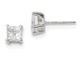 FJC Finejewelers Sterling Silver 5mm Square Cubic Zirconia Basket Set Stud Earrings