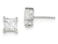 FJC Finejewelers Sterling Silver 6mm Square Cubic Zirconia Basket Set Stud Earrings