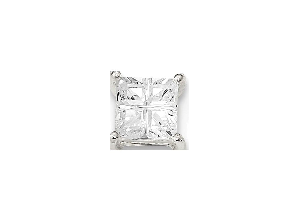 FJC Finejewelers Sterling Silver 7mm Square Cubic Zirconia Basket Set Stud Earrings