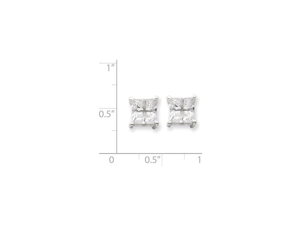 FJC Finejewelers Sterling Silver 7mm Square Cubic Zirconia Basket Set Stud Earrings