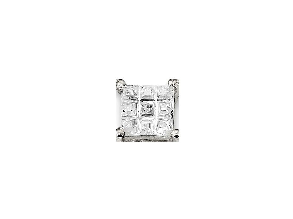 FJC Finejewelers Sterling Silver 5mm Square Cubic Zirconia Basket Set Stud Earrings