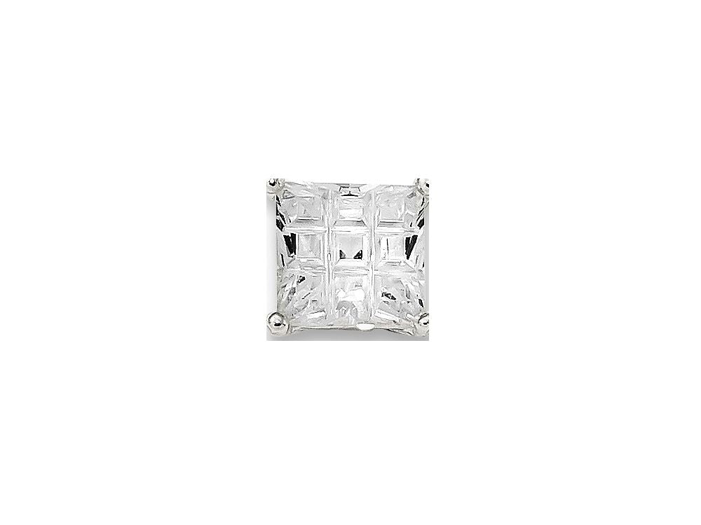 FJC Finejewelers Sterling Silver 6mm Square Cubic Zirconia Basket Set Stud Earrings