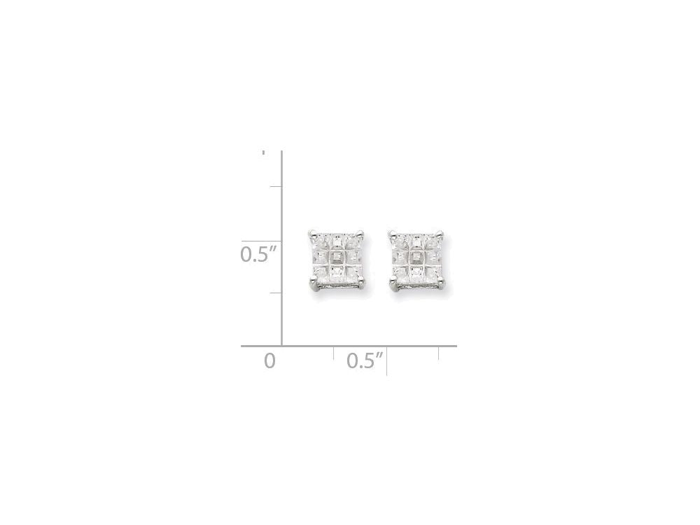 FJC Finejewelers Sterling Silver 6mm Square Cubic Zirconia Basket Set Stud Earrings