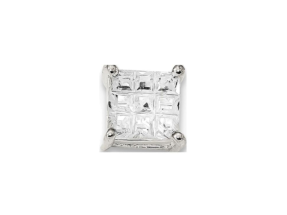 FJC Finejewelers Sterling Silver 7mm Square Cubic Zirconia Basket Set Stud Earrings