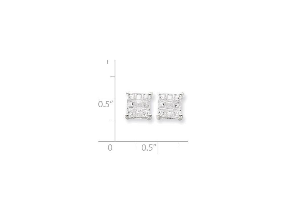 FJC Finejewelers Sterling Silver 7mm Square Cubic Zirconia Basket Set Stud Earrings