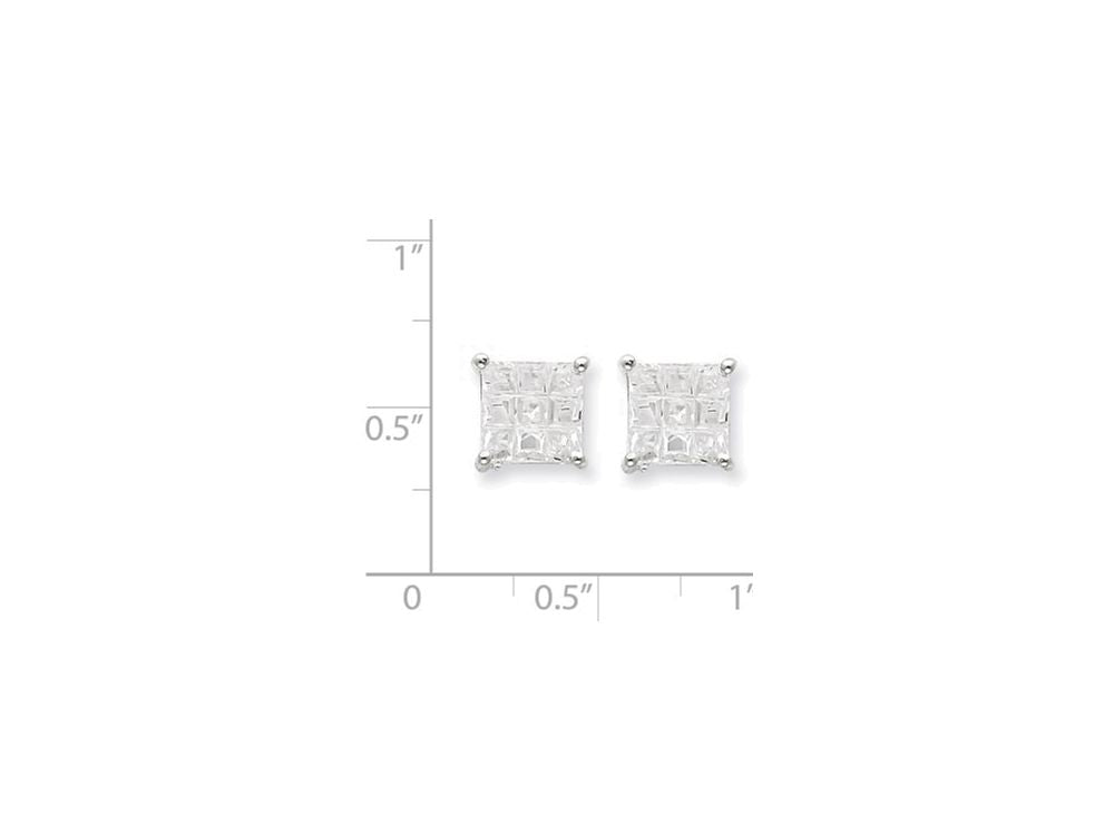 FJC Finejewelers Sterling Silver 8mm Square Cubic Zirconia Basket Set Stud Earrings