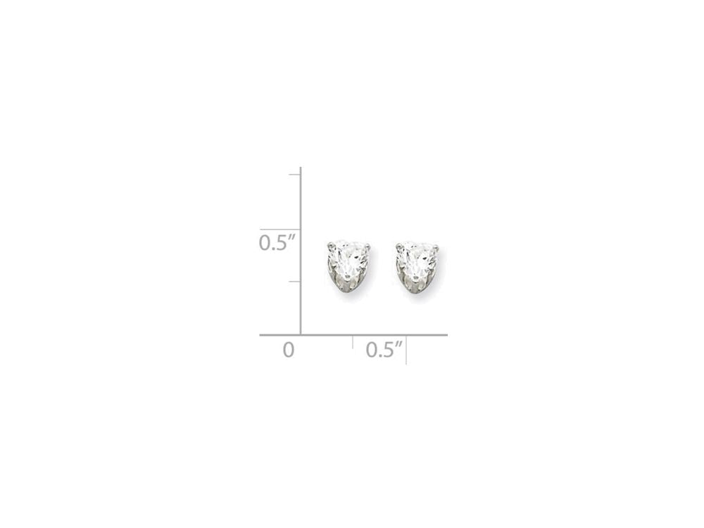 FJC Finejewelers Sterling Silver 5mm Heart 3 Prong Cubic Zirconia Stud Earrings