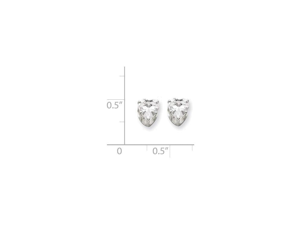 FJC Finejewelers Sterling Silver 6mm Heart 3 Prong Cubic Zirconia Stud Earrings
