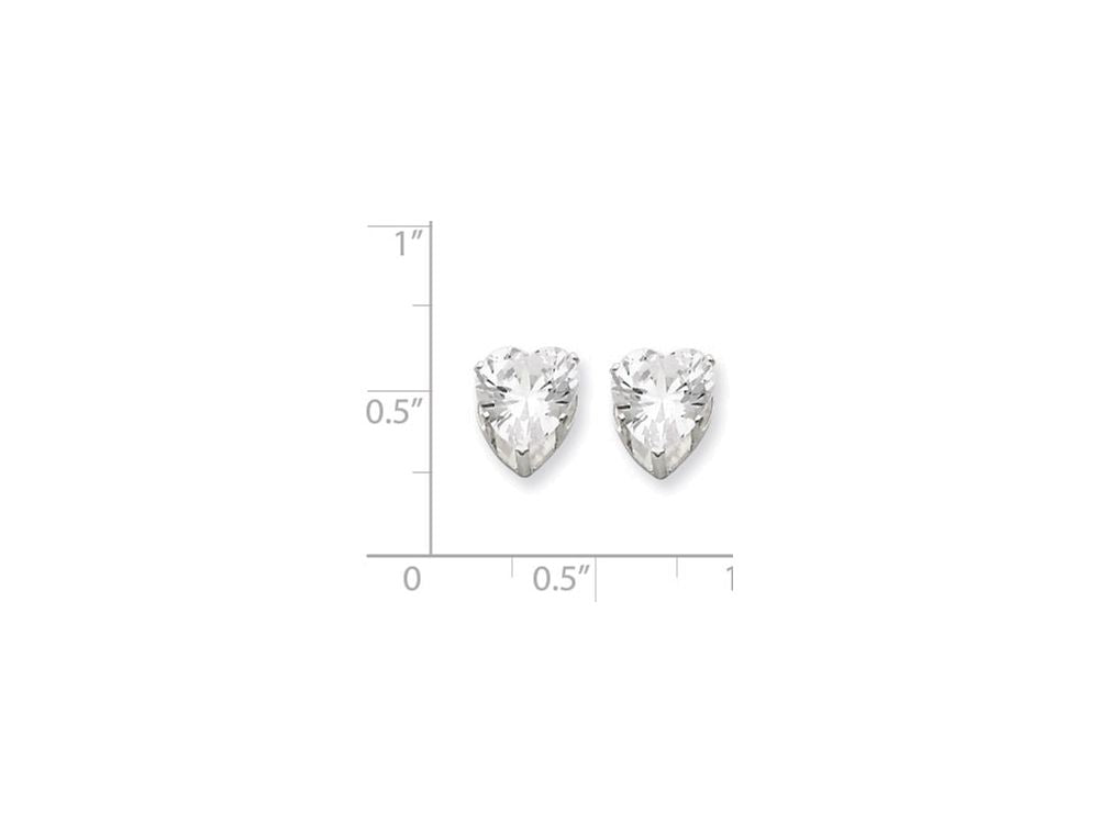 FJC Finejewelers Sterling Silver 8mm Heart 3 Prong Cubic Zirconia Stud Earrings