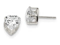 FJC Finejewelers Sterling Silver 8mm Heart 3 Prong Cubic Zirconia Stud Earrings