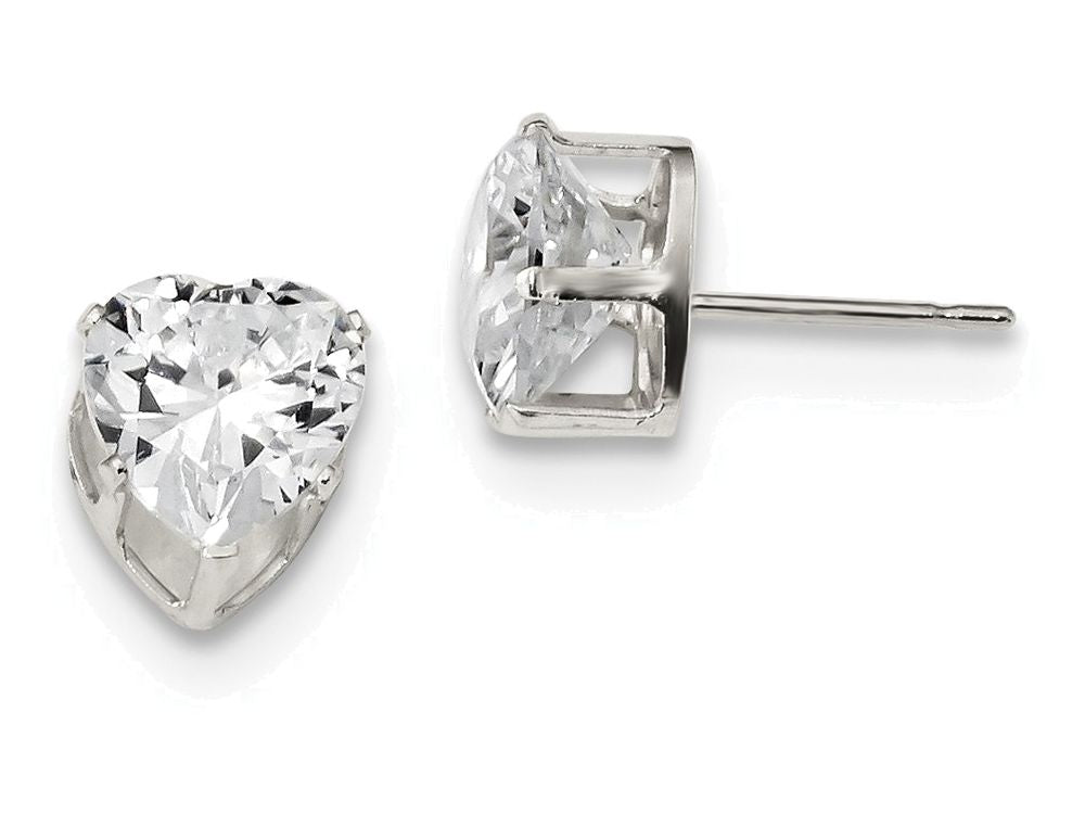 FJC Finejewelers Sterling Silver 8mm Heart 3 Prong Cubic Zirconia Stud Earrings