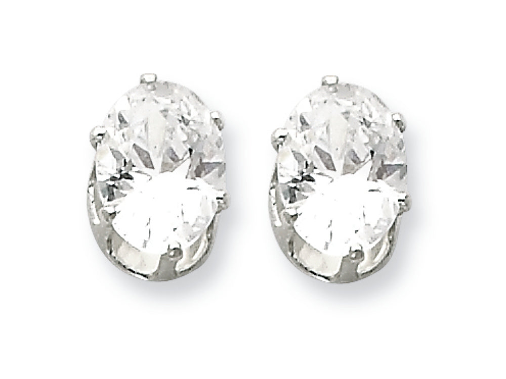 FJC Finejewelers Sterling Silver 8x6 Oval Cubic Zirconia Stud Earrings