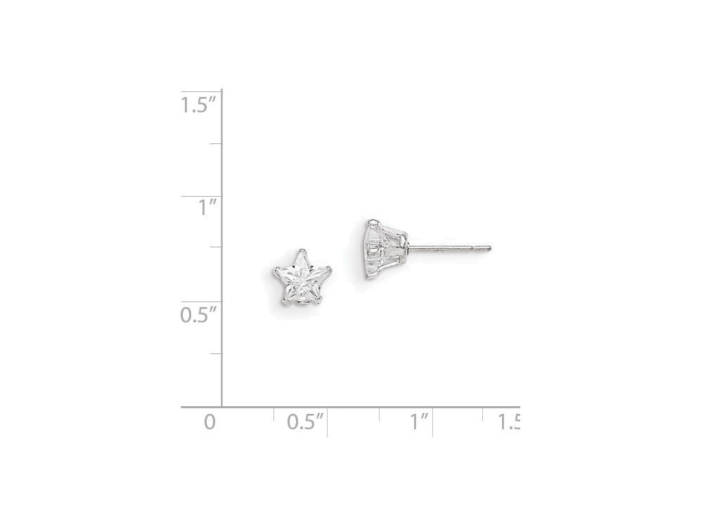 FJC Finejewelers Sterling Silver 6mm Star Cubic Zirconia Stud Earrings