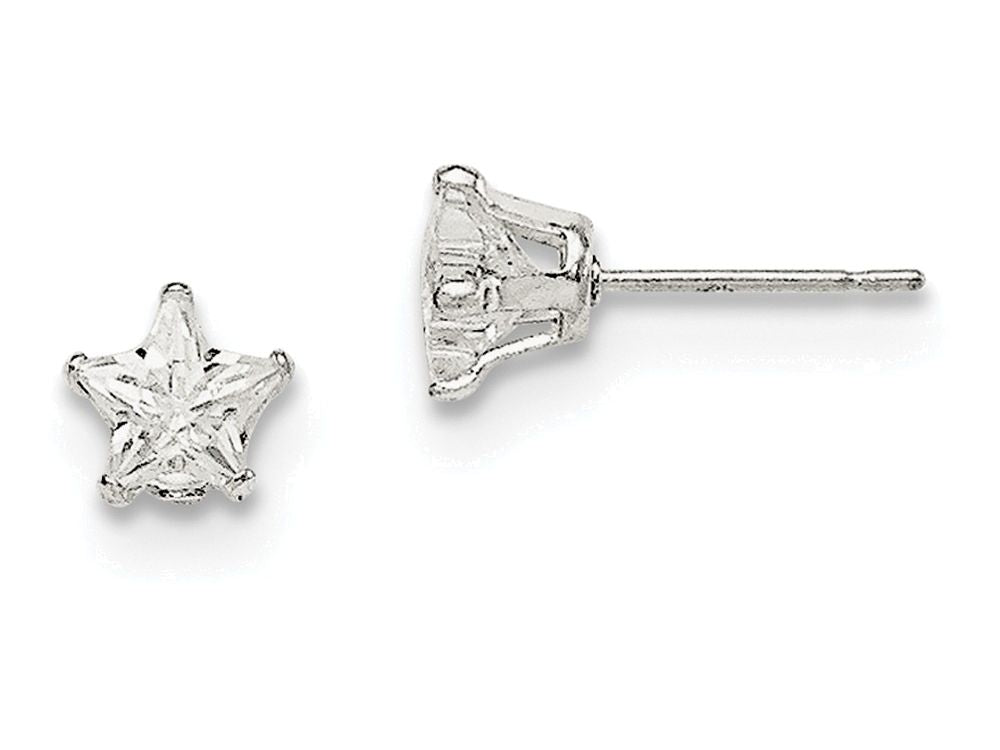 FJC Finejewelers Sterling Silver 6mm Star Cubic Zirconia Stud Earrings