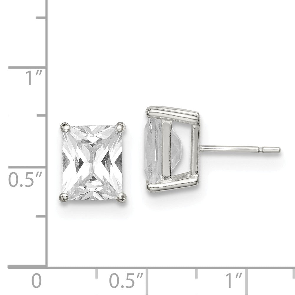 FJC Finejewelers Sterling Silver 10x8 Emerald Stud Earrings