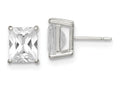 FJC Finejewelers Sterling Silver 10x8 Emerald Stud Earrings