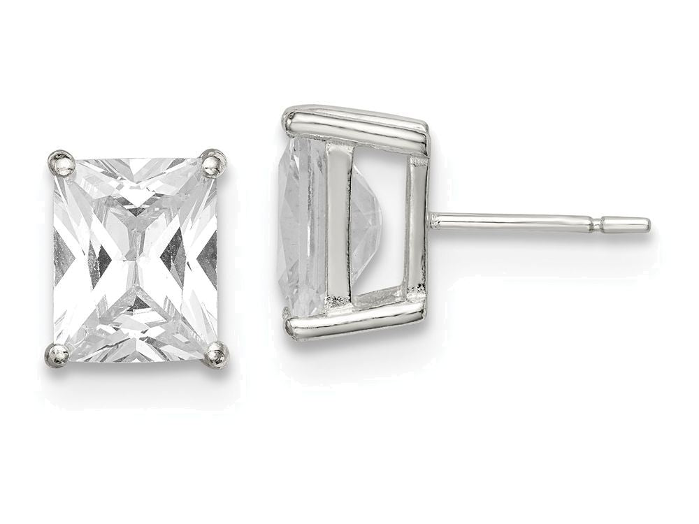 FJC Finejewelers Sterling Silver 10x8 Emerald Stud Earrings