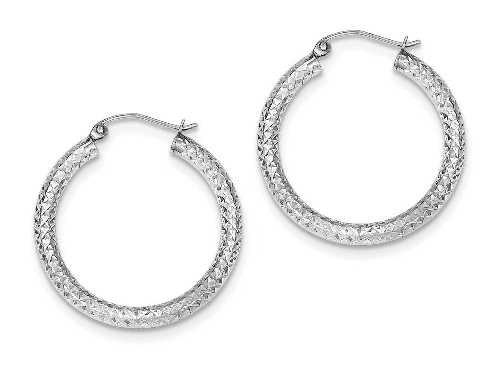 FJC Finejewelers Sterling Silver Bright Cut 3x30mm Hoop Earrings
