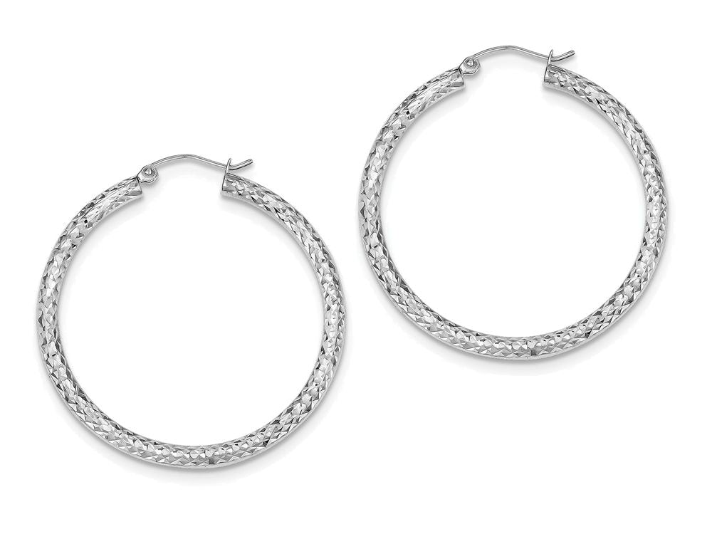 FJC Finejewelers Sterling Silver Bright Cut 3x40mm Hoop Earrings