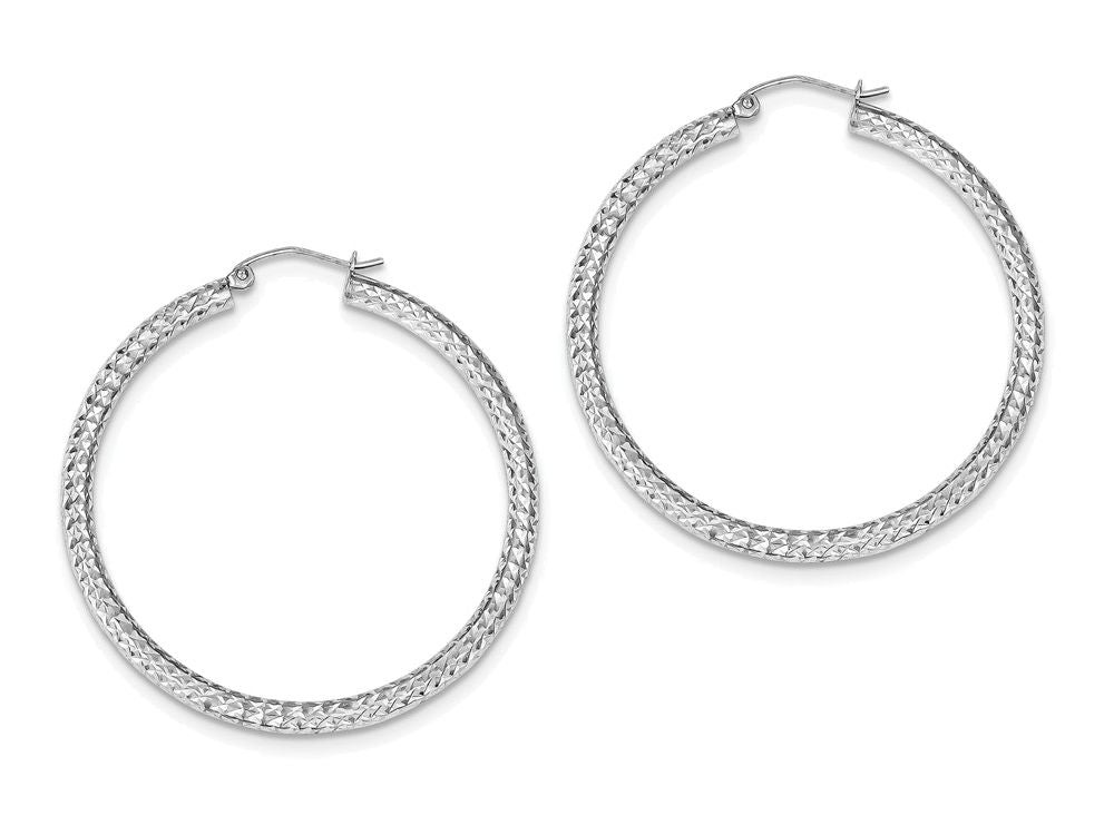 FJC Finejewelers Sterling Silver Bright Cut 3x45mm Hoop Earrings